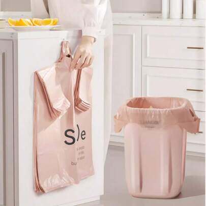 49 Extra Thick Puncture Resistant Disposable Garbage Bags (With Handles) - Durable Polyethylene Garbage Bags, Super Thickened For Kitchen, Bedroom, Bathroom, Living Room & Car - Multi-Purpose Home Cleaning Essentials, Easy To Carry Bags