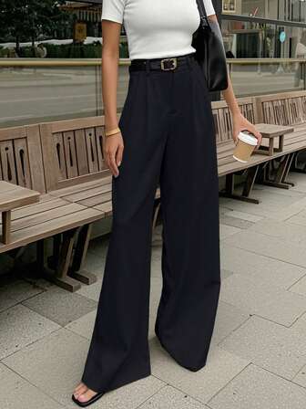 女士高腰宽松商务休闲优雅度假白裤，韩版，无腰带，（尺码偏大，建议选择小一码）