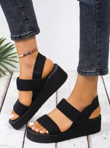 Women's Fashion Thick Platform Wedge Thong Sandals, Casual Beach Slippers For Summer