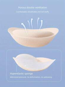 1 Pair 6cm Thickened Soft Washable Sweat-Absorbent Bra Pads, Invisible Anti-Bulge Enhancement Inserts - Apricot - View 2