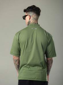 DMUNIZ Oversized Streetwear Turtleneck Printed Chest T-Shirts Kit 2 - 2 苔綠色 - 查看 9