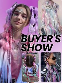 1/3pcs Shiny Sequin Braided Wig, 24 Inch Pre-Stretched Synthetic Metallic Fiber Ombre Hair Extensions, Braid Hair Accessories, Suitable For Women & Girls Attending Music Festivals - Multicolor - View 8