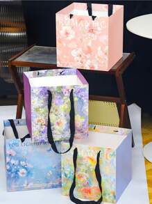 2 Stücke/5 Stücke modischer großer Blumen Geschenktüte im Ins-Stil, enthält Grußkarten, Ins-Stil, luxuriös, hochwertig, Geschenktüte, geeignet für Wohndekoration, Hochzeitsgeschenke, Hochzeitsjahrestags-Geschenke, Geschenke für die Freundin, Muttertagsgeschenke, Valentinstags-Geschenke, Geburtstagsgeschenke, Hochzeitsfeiern.