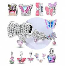 STYFNE 1pc Shiny Bow Beaded Decoration, Butterfly Flying Beads Bow Clasp Dragonfly Pendant Beads For DIY Bracelet, Women Jewelry, Handmade Daily Small Gift