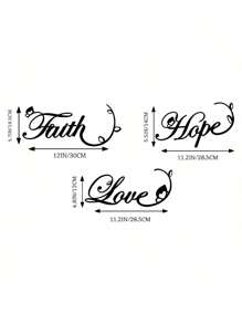 3 Peças/Conjunto Decoração de Parede de Aço Fé Amor Esperança, Decoração Doméstica Moderna, Placas de Parede de Metal, Citação Positiva para Pendurar na Parede