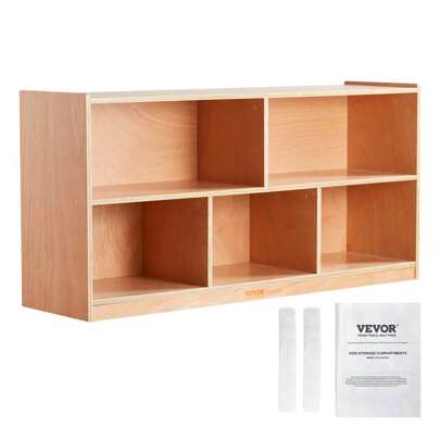 5-Section Cubby Storage Shelf Tray Cabinet With 2-Shelves - Versatile Organizer For Home And School Use , Back To School Gifts