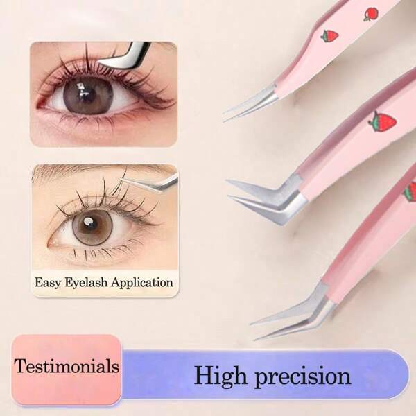 Professional High Precision Eyelash Extension Tweezers - Gold Feather Design, Suitable For Beginners, With Stickers For Scrapbooking/Diary