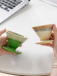 1pc Reusable Ceramic Coffee Filter, Multiple Colors Available, Easy To Clean, Fast Filtering Speed, Suitable For Home And Office Use, Coffee Filter Funnel Back To School
