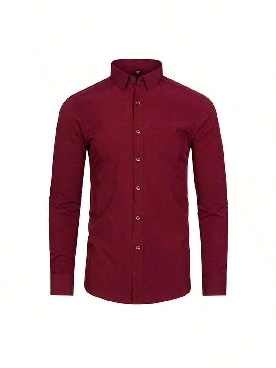 Men Shirts - Burgundy - View 1
