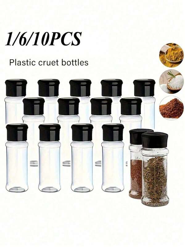 1/3/5/6/10PCS Plastic Spice Jars, With Seasoning Jar Cover Seasoning Container Plastic Seasoning Bottle Seasoning Jar, Used For Storing Spices, Herbs And Seasoning Powder,For Indoor/Outdoor Use - BBQ Accessories, Camping Must-Have, Back To School Prep,School Supplies