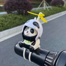 1pc Cute Panda With Helmet Creative Personalized Motorcycle Decoration, Elastic Band Suitable For Most Motorcycles And Bikes - one-size - View 13