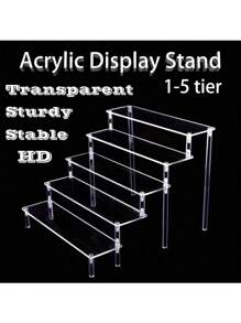 1 pièce Support d'affichage en acrylique transparent, à 1-5 niveaux. Organisateur cosmétique, support en acrylique pour parfum, support à cupcakes, pour figurines Amiibo et POP, présentoir pour aliments et desserts, produits de fournisseur cosmétique