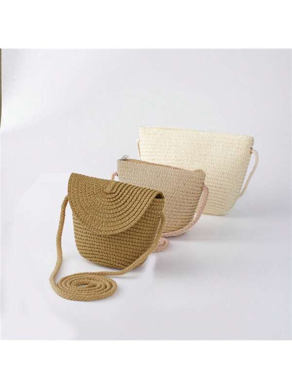 Minimalist Straw Bag Crossbody Purse Women Shoulder Vocation Style Handbag