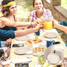 50pcs 6/8 Inch Thick Plates, Sugarcane Fiber Paper Plates, Cake Dessert Plates, Barbeque Plates For Home Kitchen Restaurant Picnic Camping Party, Party Supplies, Tableware - Multicolor - View 7