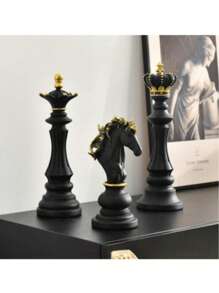1pc Creative Home Furnishings International Elephant Resin Furnishings Window Decoration Black Chess Pieces Decoration