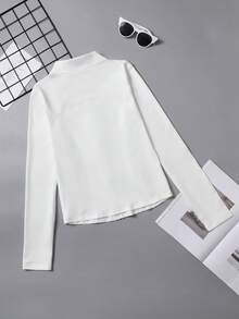 Plus Size Zipper Long Sleeve Sports Jacket With Tight Fit, Thumbhole Cuffs, For Women, Fitness, Yoga, Running - White - View 6