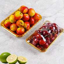Fruit Tray/Tray/Pack Of 50/40/30/25/20/15/10/5, Fresh Produce Packaging Tray, Supermarket Fruit Store Universal Lightweight Luxury High-End Takeout Box (Standard Size 10 Pcs Per Pack) - Gold - View 2