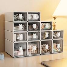 PP White Drawer Desktop Storage Box Simple Storage Box, Makeup Organiser,Drawer Organiser,Transparent Pen And Cosmetics Storage Box, Minimalist Multi -Compartment Desktop Accessories Storage Box, Stationery Plastic Monochrome Storage Box, Can Be Stacked For Student Dormitory