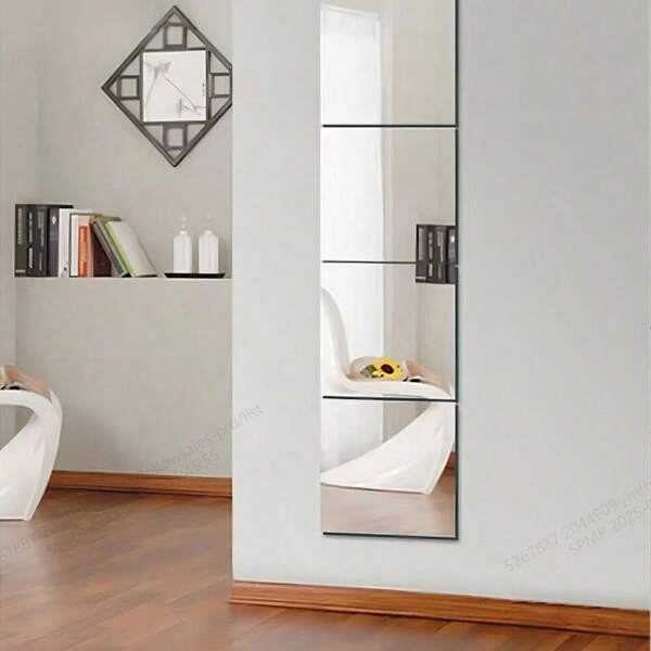 4/8pcs Mirror Wall Stickers, Spliceable, Full-Length Mirror, Suitable For Bedrooms, Home Gyms, Bathrooms, Suitable For Bathrooms