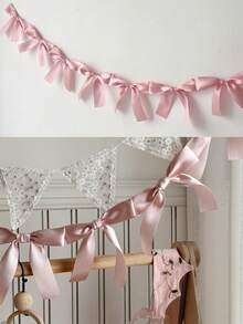 1 Stück Schleifen-Girlanden-Banner, rosa Geburtstags-Party, Schleifen-Party Dekorations-Banner für Bridal-Shower, Hochzeitsgeschenke, Party-Zubehör, Verlobungsvorräte, dekorative Schleifen-Bastelei für Partys, Geschenkverpackung, Hochzeitsdekoration, Do-It-Yourself Accessoires