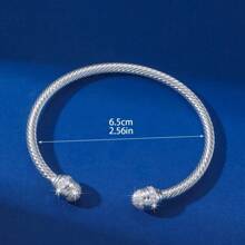 1pc Middle Eastern Style Adjustable Threaded Bangle Bracelet With Zirconia Stones, Suitable For Birthday, New Year Gift