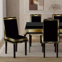 Set de 1/4/5/6/7 fundas de silla con estilo europeo y americano moderno impresas, adecuadas para decoración diaria en interiores del hogar, restaurantes y hoteles. Manteles adecuados para mesas cuadradas, fundas de silla elásticas que se pueden lavar.