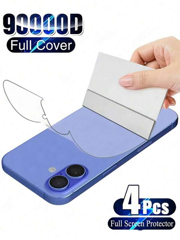 4 Piezas de Película de Hidrogel para Cubrir la Parte Trasera Compatible con iPhone 16 Pro Max/16e/15/14/13/12/11 Pro Max Plus X XS MAX XR, de Poliuretano Termoplástico, Acabado Brillante, Ultra Delgado, Anti-Arañazos, Anti-Huellas, Recubrimiento Hidrofóbico y Oleofóbico, Resistente al Agua, a Golpes y a Caídas, Protección Completa