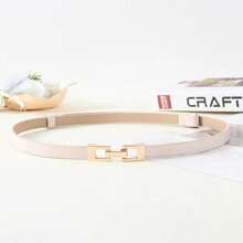 1pc Women's Adjustable Leather Belt, Fashionable Minimalist Buckle Belt For Skirt, Office Casual Party, Versatile Summer, School