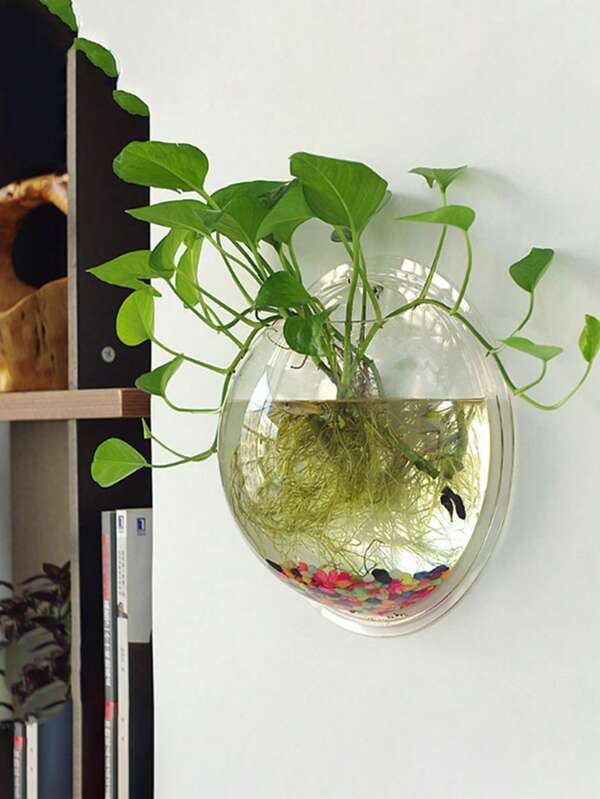 1Pc Wall Mounted Fish Tank Flowerpot, Perforated Glass Container For Plant Reproduction, Indoor Hydroponic Plants, Home Office Garden Decoration, Room Decoration Freely Perforated Hydroponic Flower Pot Bedroom Decor Home Decor Wall Decor