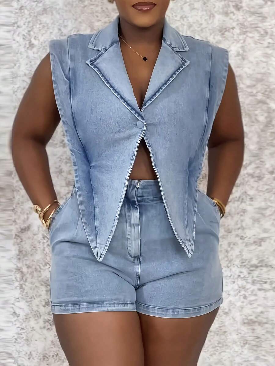 Sleeveless Denim Romper | SHEIN USA