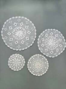 Vintage Handmade Crochet Lace Tablecloth, Hollow-Out Fabric Home Decoration For Living Room Coffee Table, Dust Cover, Dish Mat, Cup Pad