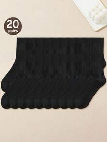 10 双男士黑色经典吸汗吸湿商务运动配色正装中筒袜，适合搭配皮鞋或运动鞋日常穿着，秋季