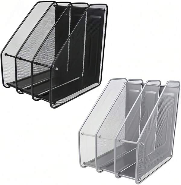 ENVIO GRATUITO y SIN MINIMO de compra!!! Estante de 3 columnas de malla metálica para documentos, soporte de archivos, revistas, periódicos, bandeja para organizador de escritorio de oficina en casa