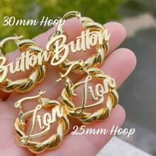 Brincos com nome personalizado, 18 mm, argola de ouro personalizada com letras, antialérgico, para mulheres, meninas, joias, presentes personalizados
