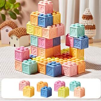 8pcs Children's Creative Building Blocks Set - Educational Stacking Toys Suitable For 3-6 Year Old Children - Sensory Toys Made Of Safe And TPU Plastic (Random Color And Pattern), Suitable For Boys And Girls, Creative Birthday Gifts