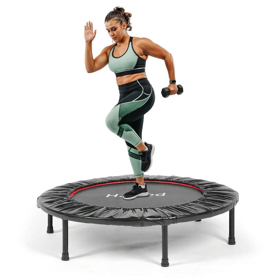 38" Foldable Fitness Trampoline, Mini Adult Trampoline For Indoor Outdoor Jumping Training Exercise Trampolines For Adults Teens, Max Load 100KG
