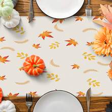 1/4/6pcs Autumn Maple Leaves Gnomes Place Mats/Table Runner Farmhouse Table Mat For Seasonal Holiday Party Kitchen Dining Room Table Decor - Multicolor - View 10