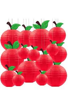 5/15 Pieces Of Interior Decoration: Red Apple-Shaped Paper Lantern Decoration, Hanging Ornaments, Fruit-Themed Party Home Decoration - Red Apple - View 2