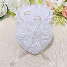 1 pieza Caja de anillo romántica, soporte de anillo de novia blanco (anillo no incluido), caja de anillo de boda, regalo del Día de la Madre/Día de San Valentín, almacenamiento de anillo de ceremonia de boda, suministros de decoración de boda