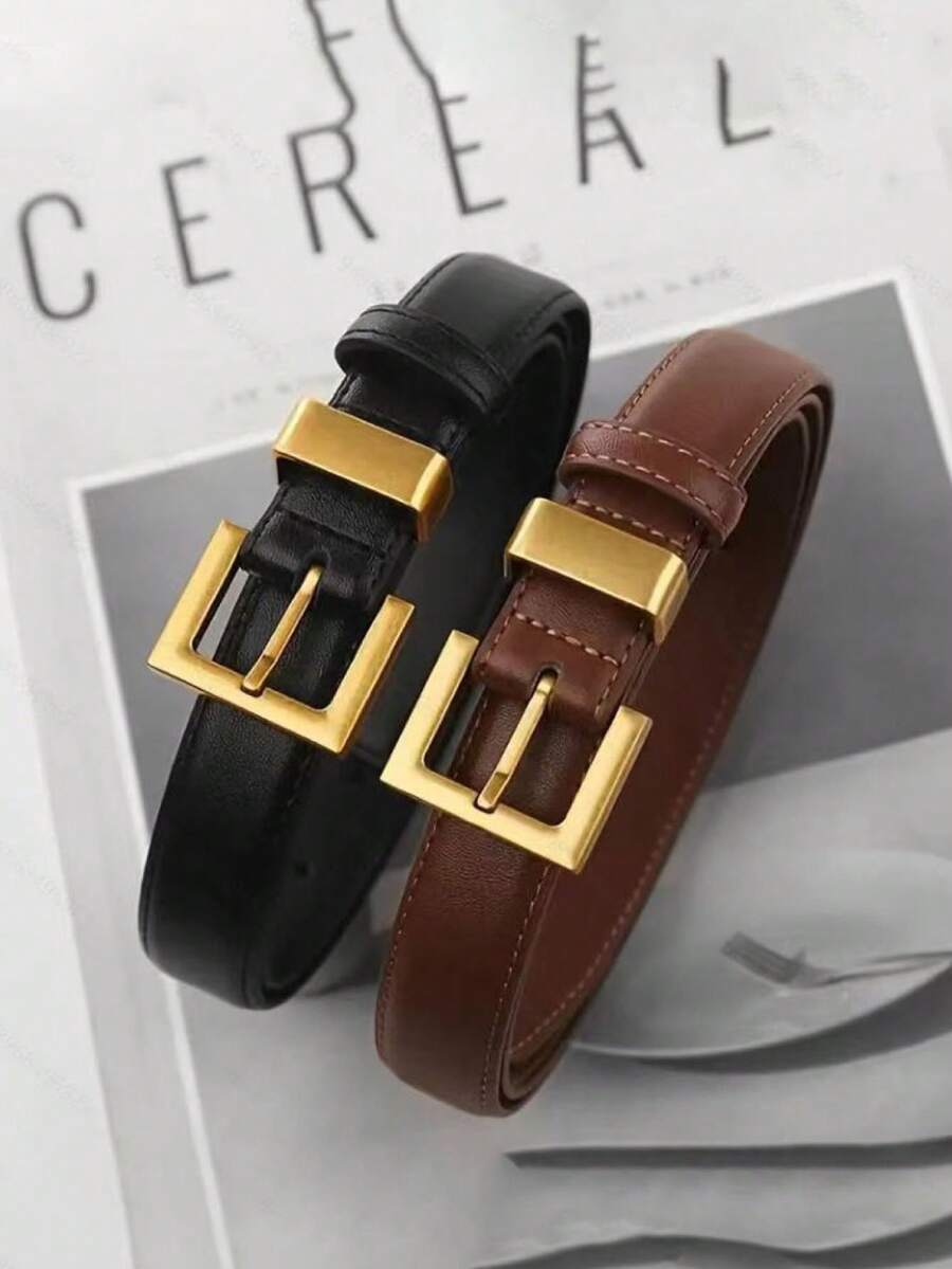 1 条高品质新款休闲腰带，时尚复古女士腰带，简约裤带，适合日常穿着，用途广泛 - 黑色 - 查看 1