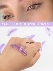 5 pares de almofadas para levantamento de cílios com cola grátis, hastes autoadesivas para levantamento de cílios em formato de urso, fáceis de limpar, reutilizáveis, adequadas para diferentes comprimentos de cílios para permanente de cílios, ferramentas de maquiagem para salões e uso faça você mesmo. - Roxa - Ver 2