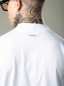DMUNIZ Oversized Streetwear Turtleneck Printed Chest T-Shirts Kit 2 - 2 White - View 9