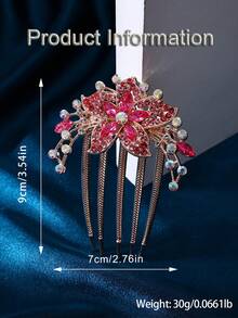 1 pieza Peineta de novia elegante con ondas doradas, accesorios para el cabello, accesorios para la cabeza, accesorios para el cabello para mujeres, dama de honor - Dorado - Ver 7