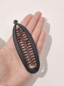 2 piezas Pinzas de pelo en forma de plátano de color negro mate y café con diseño simple y antideslizante, versátiles para recogidos bajos, accesorios para el cabello, accesorios escolares, accesorios para la cabeza, accesorios para el cabello para mujeres - Multicolor - Ver 2