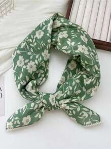 1 pezzo Nuovo arrivo da donna Sciarpa quadrata in cotone 100% da 70 cm, stile bohémien, stampa floreale, versatile, per primavera/estate