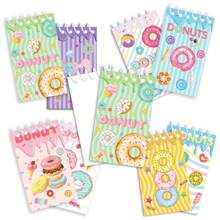 8Pcs Girls Heart Donuts Puzzle Stickers Highly Attractive Children's DIY Hand Account Desktop Mobile Phone Stickers, Summer, Donuts, Vertical Flip Portable Coil Notepad, Student Paper Notepad Can Be Teared Alive, Back To School Season, School Gifts, High Quality - Birthday Gifts - Christmas Gifts - Easter Gifts - Valentine's Day Gifts - Perfect Gifts