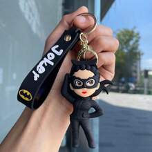 Warner Bros Chaveiro Batman e Mulher-Gato - Dupla de super-heróis com símbolo de morcego e design de gato para mochilas, carteiras e chaves de carro. Presente colecionável estiloso para fãs, perfeito para uso diário, cosplay e festas temáticas (inspirado em Gotham City).
