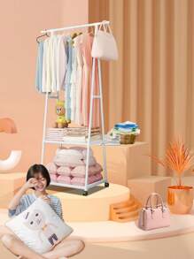 1pc Multifunctional Rolling Coat Rack, Sturdy & Fashionable Floor Standing Garment Rack, Easy To Assemble & Move, Suitable For Living Room, Bedroom, Entryway, Office, Home, Holiday & Christmas Gift, Kids Gift