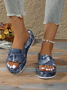 Sandalias de plataforma y cuña para mujer, zapatos de verano de moda para exteriores y playa, diseño nuevo 2025