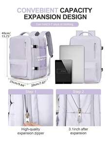 Ryanair 40x20x25 可擴展座下背包，航空公司認證防水機艙包，附 USB 接口 - 紫色 - 查看 2